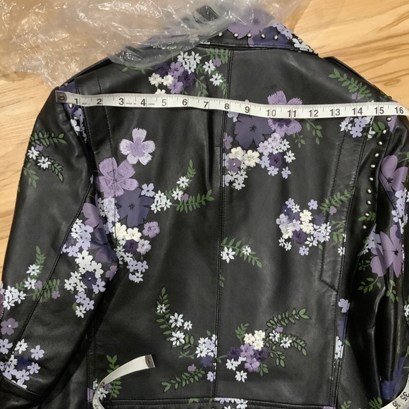 NEW!! $645 MICHAEL KORS Floral Embroidered Leather Moto Jacket; Size Small - Picture 8 of 8